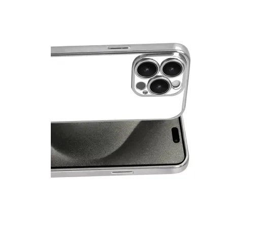 Apple iPhone 15 Pro Max Lensli Silikon - Gümüş