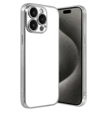 Apple iPhone 15 Pro Max Lensli Silikon - Gümüş