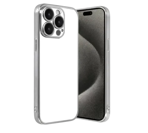 Apple iPhone 15 Pro Max Lensli Silikon - Gümüş