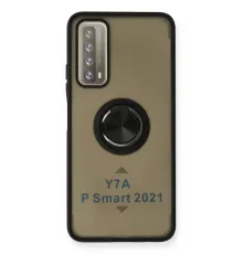 Huawei P Smart 2021 Kılıf Montreal Yüzüklü Silikon Kapak - Siyah