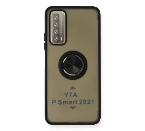 Huawei P Smart 2021 Kılıf Montreal Yüzüklü Silikon Kapak - Siyah