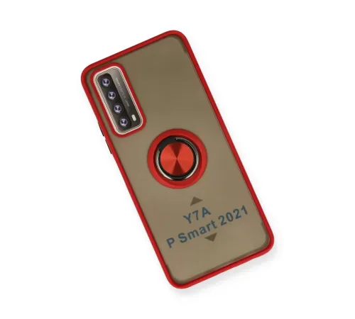 Huawei P Smart 2021 Kılıf Montreal Yüzüklü Silikon Kapak - Kırmızı