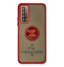 Huawei P Smart 2021 Kılıf Montreal Yüzüklü Silikon Kapak - Kırmızı