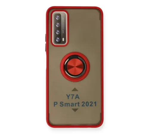 Huawei P Smart 2021 Kılıf Montreal Yüzüklü Silikon Kapak - Kırmızı