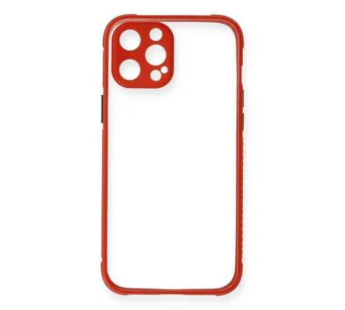 Apple iPhone 12 Pro Kılıf Miami Şeffaf Silikon - Kırmızı