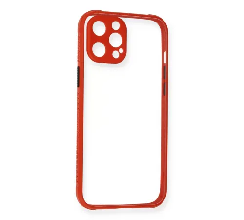 Apple iPhone 12 Pro Kılıf Miami Şeffaf Silikon - Kırmızı