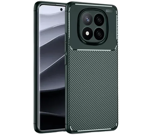 Xiaomi Redmi Note 14 Pro Plus Kılıf Auto Focus Karbon Kapak - Koyu Yeşil