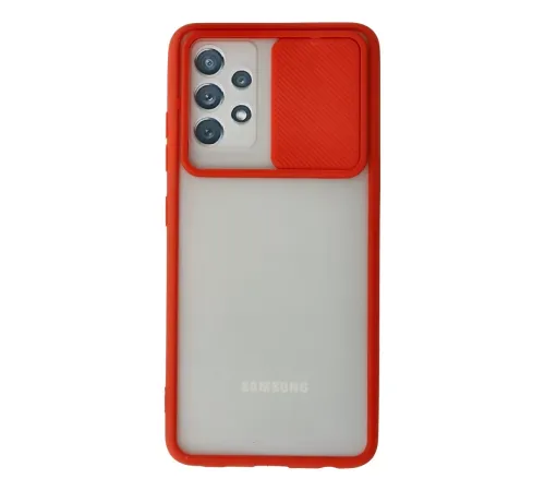 Samsung Galaxy A52 Kılıf Palm Buzlu Kamera Sürgülü Silikon - Kırmızı