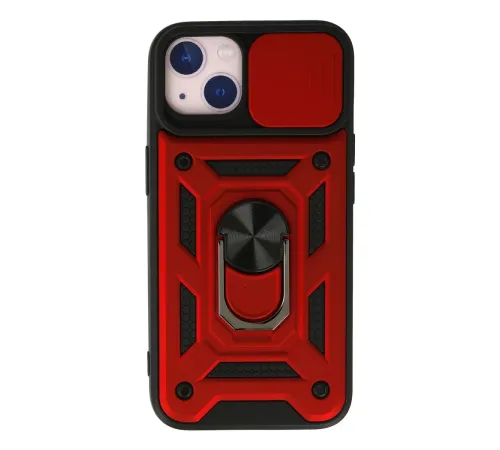 Apple iPhone 15 Kılıf Pars Lens Yüzüklü Silikon - Kırmızı