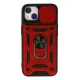 Apple iPhone 15 Kılıf Pars Lens Yüzüklü Silikon - Kırmızı