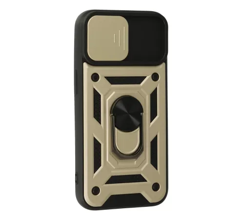 Apple iPhone 15 Kılıf Pars Lens Yüzüklü Silikon - Gold