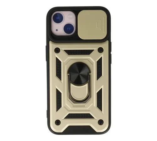 Apple iPhone 15 Kılıf Pars Lens Yüzüklü Silikon - Gold