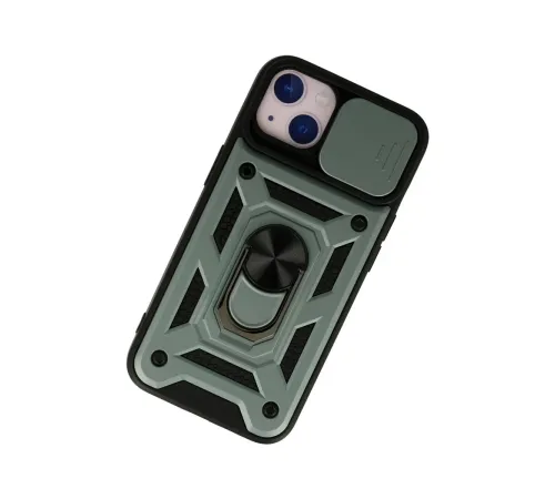Apple iPhone 15 Kılıf Pars Lens Yüzüklü Silikon - Yeşil
