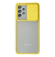Samsung Galaxy A52 Kılıf Palm Buzlu Kamera Sürgülü Silikon - Sarı