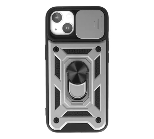 Apple iPhone 15 Kılıf Pars Lens Yüzüklü Silikon - Gümüş
