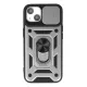 Apple iPhone 15 Kılıf Pars Lens Yüzüklü Silikon - Gümüş