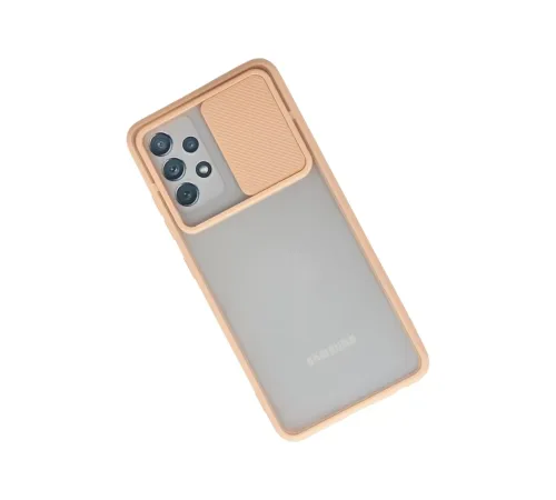 Samsung Galaxy A52 Kılıf Palm Buzlu Kamera Sürgülü Silikon - Pembe