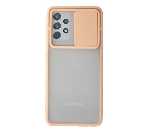 Samsung Galaxy A52 Kılıf Palm Buzlu Kamera Sürgülü Silikon - Pembe