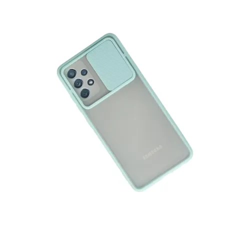 Samsung Galaxy A52 Kılıf Palm Buzlu Kamera Sürgülü Silikon - Turkuaz