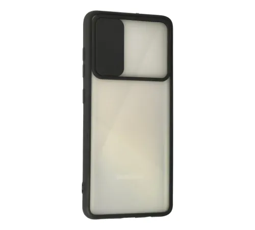 Samsung Galaxy A71 Kılıf Palm Buzlu Kamera Sürgülü Silikon - Siyah