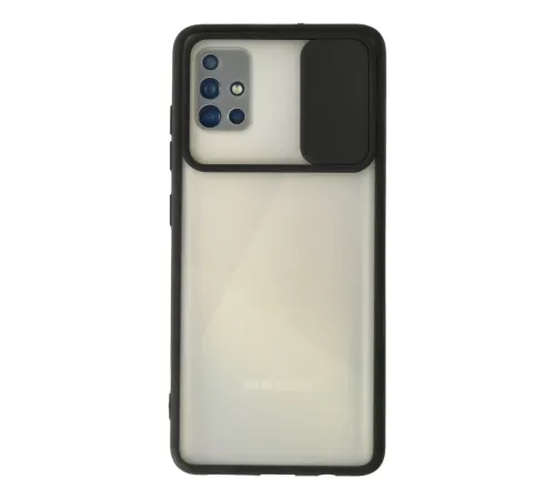 Samsung Galaxy A71 Kılıf Palm Buzlu Kamera Sürgülü Silikon - Siyah