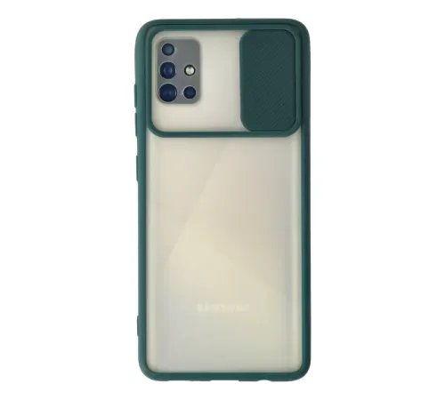 Samsung Galaxy A71 Kılıf Palm Buzlu Kamera Sürgülü Silikon - Yeşil