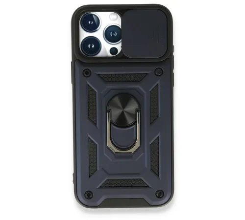Apple iPhone 15 Pro Kılıf Pars Lens Yüzüklü Silikon - Lacivert
