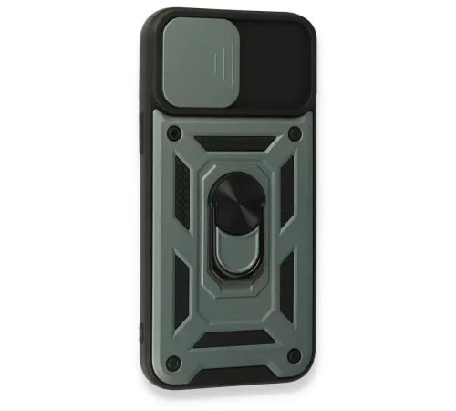 Apple iPhone 15 Pro Kılıf Pars Lens Yüzüklü Silikon - Yeşil