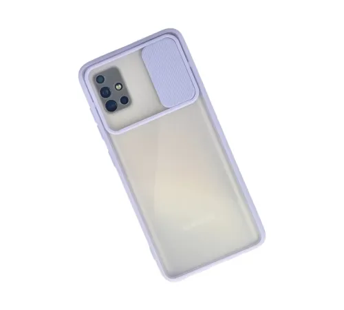 Samsung Galaxy A71 Kılıf Palm Buzlu Kamera Sürgülü Silikon - Lila