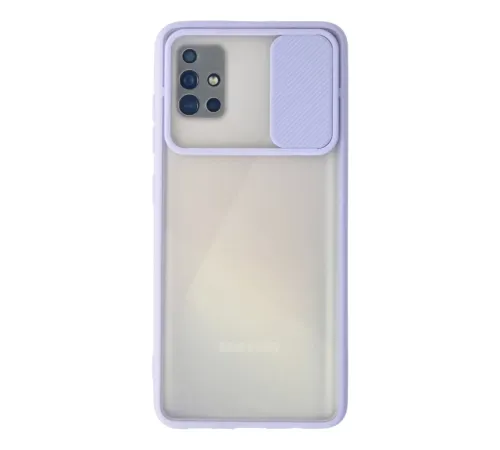 Samsung Galaxy A71 Kılıf Palm Buzlu Kamera Sürgülü Silikon - Lila