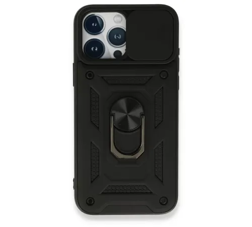 Apple iPhone 15 Pro Max Kılıf Pars Lens Yüzüklü Silikon - Siyah