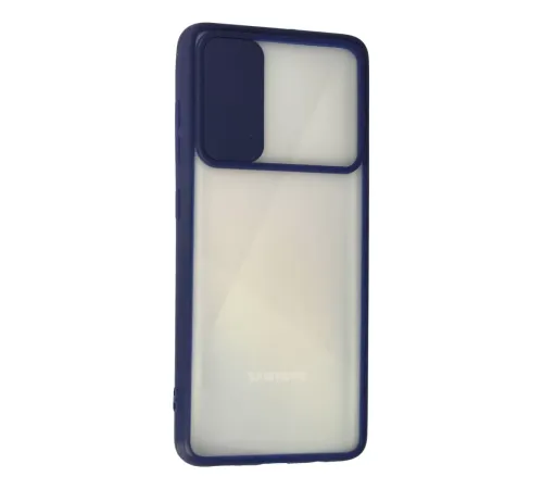 Samsung Galaxy A71 Kılıf Palm Buzlu Kamera Sürgülü Silikon - Lacivert