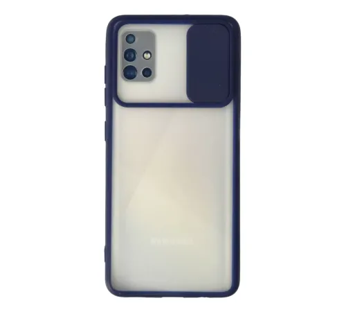 Samsung Galaxy A71 Kılıf Palm Buzlu Kamera Sürgülü Silikon - Lacivert