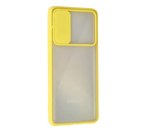 Samsung Galaxy A71 Kılıf Palm Buzlu Kamera Sürgülü Silikon - Sarı