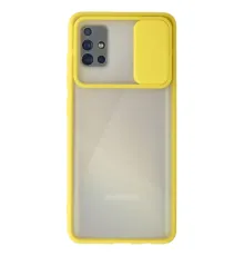 Samsung Galaxy A71 Kılıf Palm Buzlu Kamera Sürgülü Silikon - Sarı
