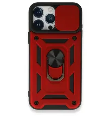 Apple iPhone 15 Pro Max Kılıf Pars Lens Yüzüklü Silikon - Kırmızı
