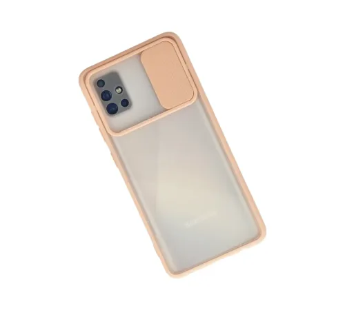 Samsung Galaxy A71 Kılıf Palm Buzlu Kamera Sürgülü Silikon - Pembe