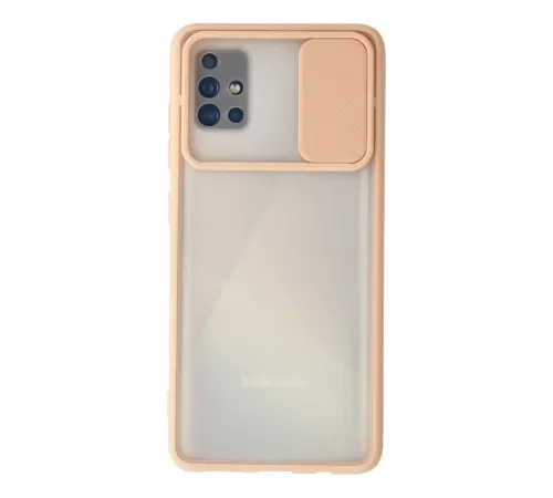 Samsung Galaxy A71 Kılıf Palm Buzlu Kamera Sürgülü Silikon - Pembe