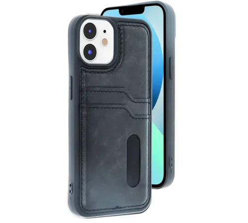 Apple iPhone 11 Kılıf Sara Kartvizitli Deri Kılıf - Siyah