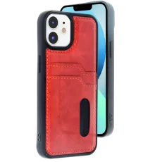 Apple iPhone 11 Kılıf Sara Kartvizitli Deri Kılıf - Kırmızı