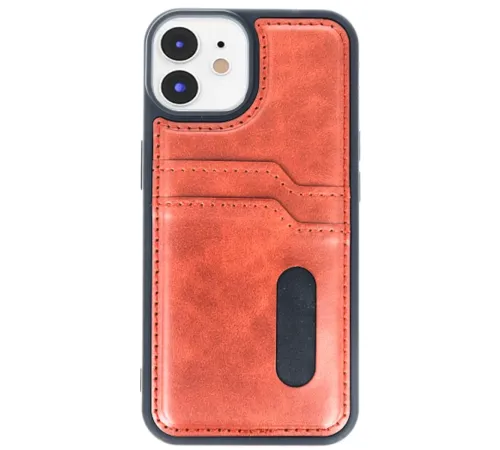 Apple iPhone 11 Kılıf Sara Kartvizitli Deri Kılıf - Taba
