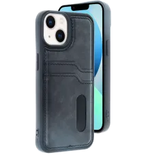 Apple iPhone 14 Kılıf Sara Kartvizitli Deri Kılıf - Siyah