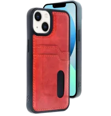 Apple iPhone 14 Kılıf Sara Kartvizitli Deri Kılıf - Kırmızı