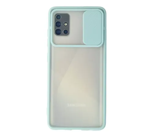 Samsung Galaxy A71 Kılıf Palm Buzlu Kamera Sürgülü Silikon - Turkuaz