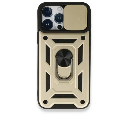 Apple iPhone 15 Pro Max Kılıf Pars Lens Yüzüklü Silikon - Gold