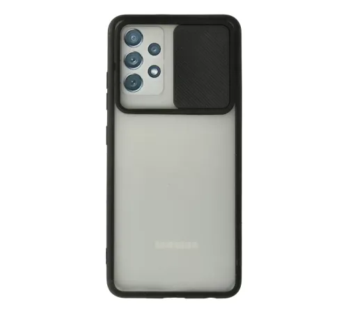 Samsung Galaxy A72 Kılıf Palm Buzlu Kamera Sürgülü Silikon - Siyah