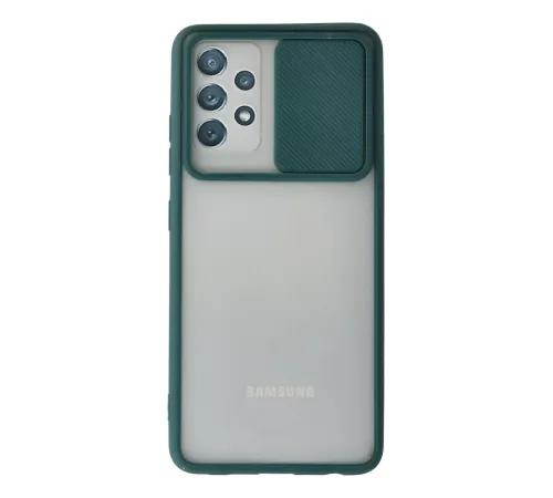 Samsung Galaxy A72 Kılıf Palm Buzlu Kamera Sürgülü Silikon - Yeşil