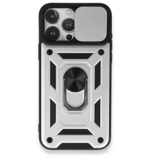 Apple iPhone 15 Pro Max Kılıf Pars Lens Yüzüklü Silikon - Gümüş