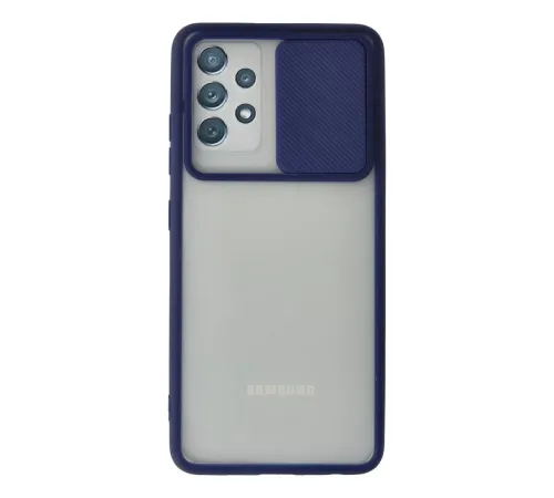 Samsung Galaxy A72 Kılıf Palm Buzlu Kamera Sürgülü Silikon - Lacivert