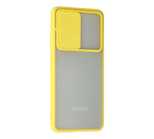 Samsung Galaxy A72 Kılıf Palm Buzlu Kamera Sürgülü Silikon - Sarı